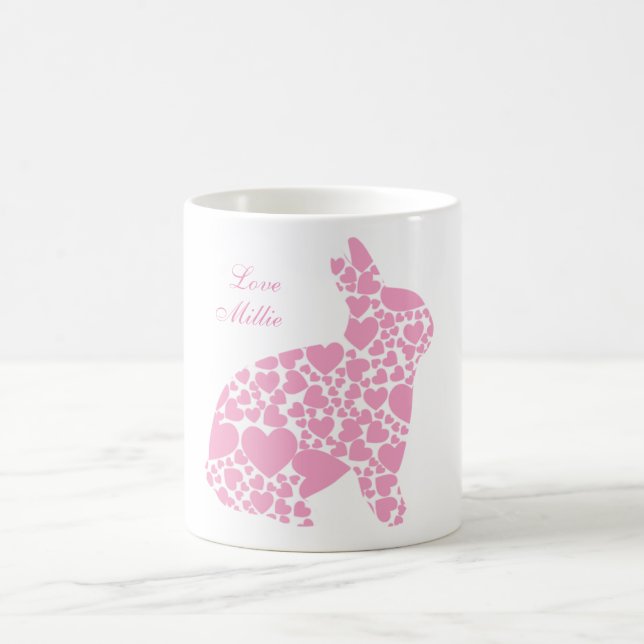 Taza De Café Pink Hearts Bunny Mug (Centro)