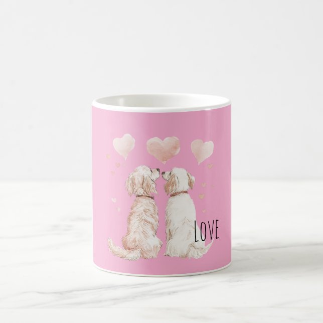 Taza De Café Pink Hearts Dog Love (Centro)