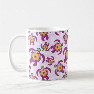 Taza De Café Pink Honu Turtles Hibiscus Flowers