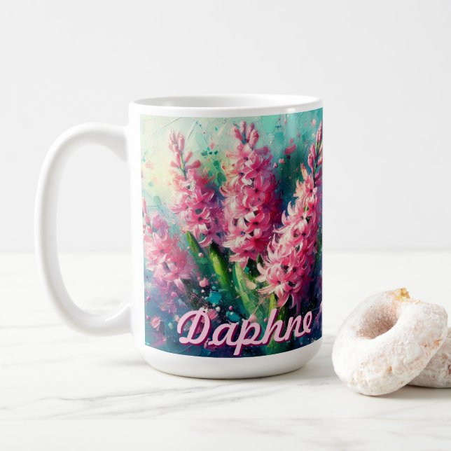 Taza De Café Pink Hyacinths Hyacinth Floral Personalized (Con donut)