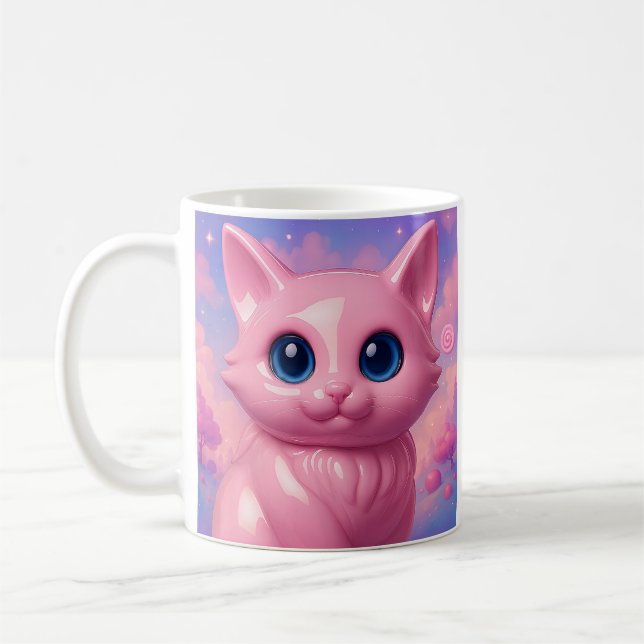 Taza De Café Pink Kawaii Cat  (Izquierda)