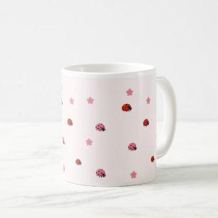 Taza De Café Pink Ladybug Garden Pattern Mug