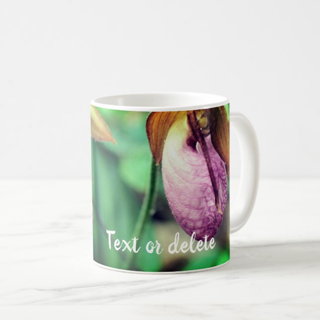 Taza De Café Pink Ladyslipper Flowers Personalized (Anverso derecho)