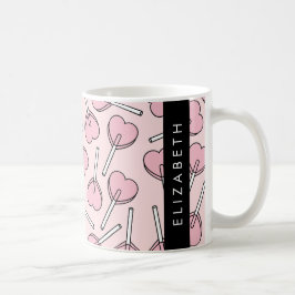 Taza De Café Pink Lollipops, Heart Lollipops, Lolly, Your Name