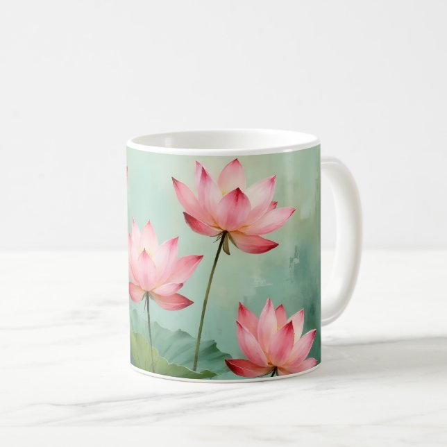 Taza De Café Pink Lotus Artwork  (Anverso derecho)