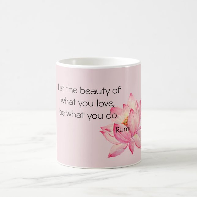 Taza De Café Pink Lotus Flower Rumi Beauty Quote (Centro)