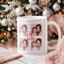 Taza De Café Pink Modern Christmas Photo Collage | Fa La La