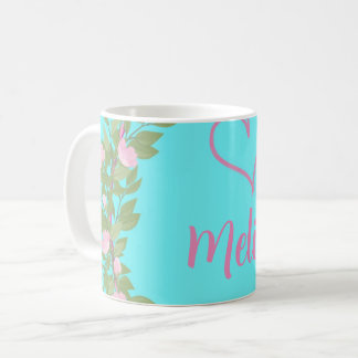 Taza De Café Pink Modern Script Girly Monogram Name