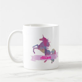 Taza De Café Pink Pastel Patchwork Unicorn Silhouette Design Co