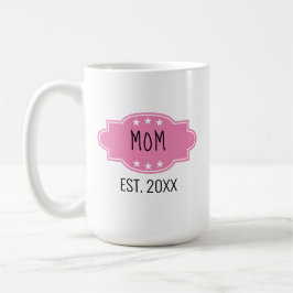 Taza De Café Pink Personalized Mom Est 20XX Agregar foto Mug