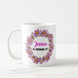 Taza De Café Pink, Purple y Blue Turning 21 cumpleaños
