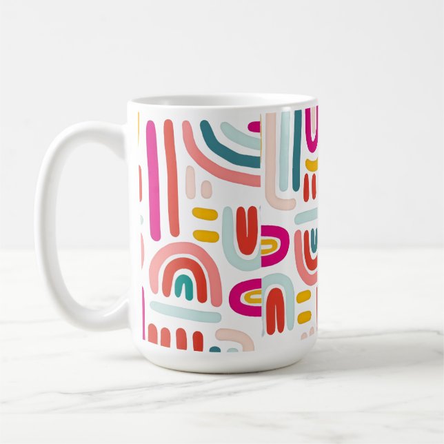 Taza De Café Pink Rainbow Mug – Cute Soft Pastel Coffee Cup (Izquierda)