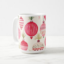 Pink Red Retro Navidad Ornamentos Mug