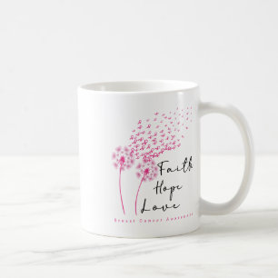 Taza De Café Pink Ribbon Dandelion Faith Hope Love Breance Canc