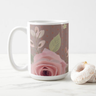 Taza De Café Pink Rose With Typography
