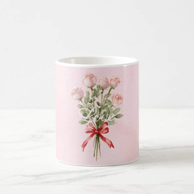 Taza De Café Pink Roses Floral Love (Centro)