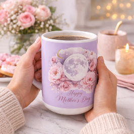 Taza De Café Pink Roses Lavender Moon Mug, Mother's Day Gift 