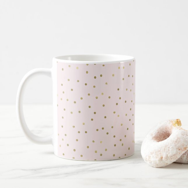 Taza De Café Pink Rubor Gold Sparkle Confetti (Con donut)