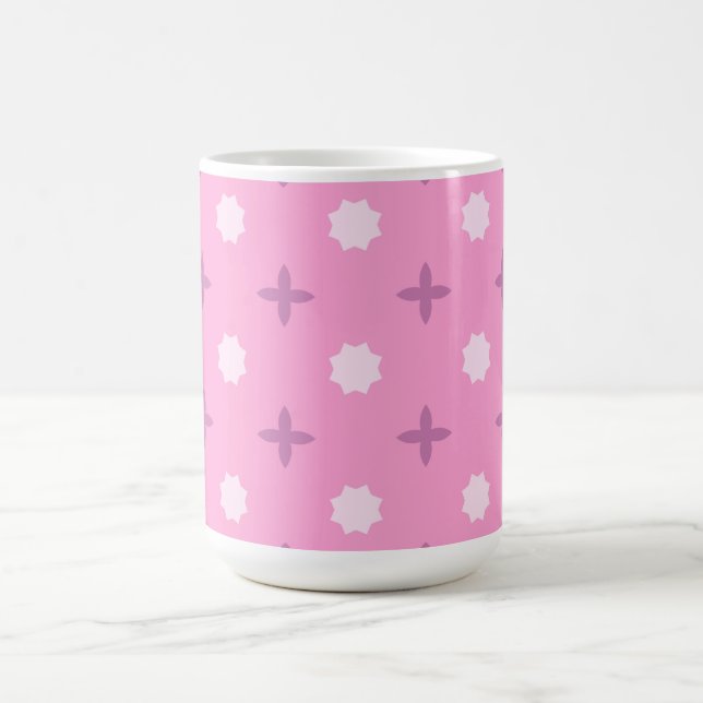 Taza De Café Pink Star Petal Dot Pattern (Centro)