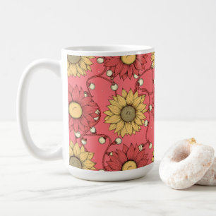 Taza De Café Pink Sunflowers Christmas