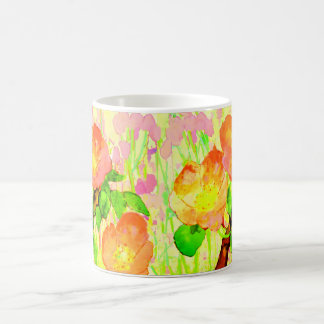 Taza De Café Pink Sweet Briar Flowers Leaves Branch