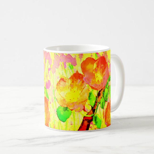 Taza De Café Pink Sweet Briar Flowers Leaves Branch (Anverso derecho)