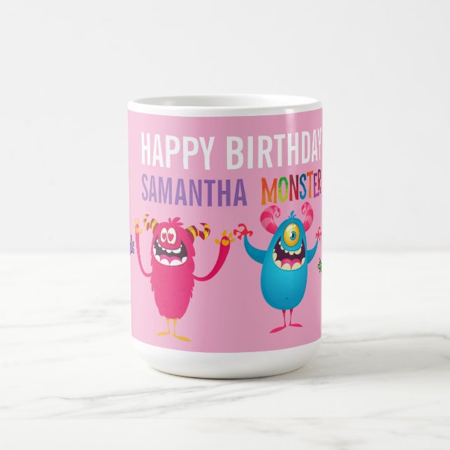 Taza De Café Pink violet monster Fun kids  (Centro)