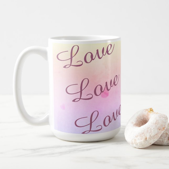 Taza De Café Pink Watercolor Heart Notebook | Cute  (Con donut)