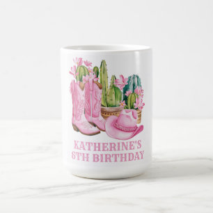 Taza De Café Pink West Cowgirl Cactus Watercolor Cumpleaños