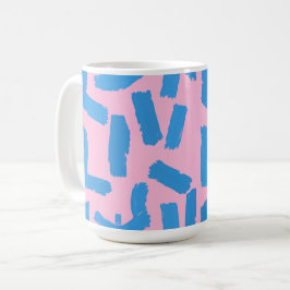 Taza De Café Pink with Blue Brushstroke Pattern