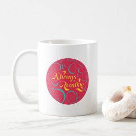 Taza De Café Pink Yellow Blue Swirls Bookish Siempre Leer