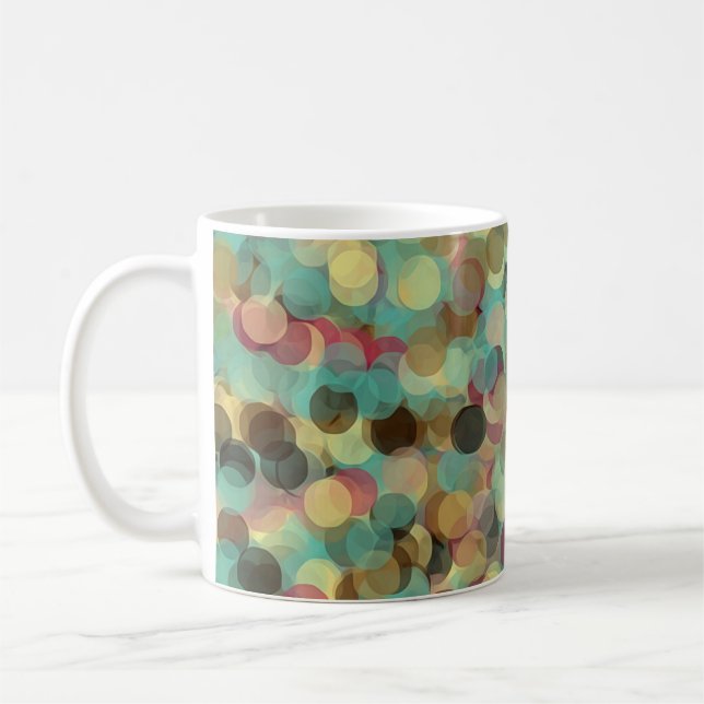 Taza De Café pink yellow green and blue circle pattern abstract (Izquierda)