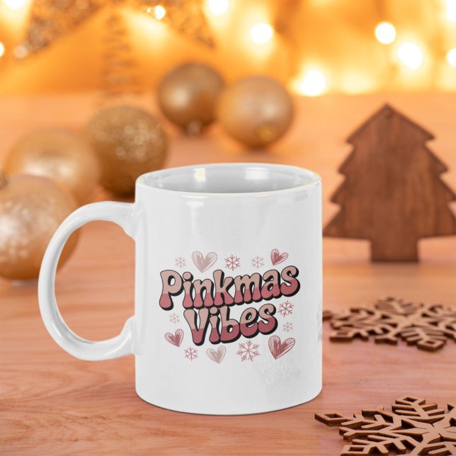 Taza De Café Pinkmas Vibes | Cute Girly Pink Christmas (Subido por el creador)