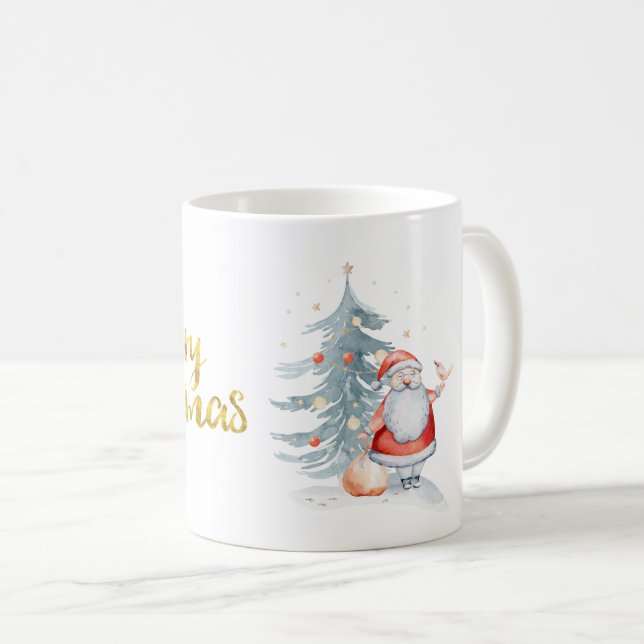 Taza De Café Pino de Navidad de Santa Claus (Anverso derecho)