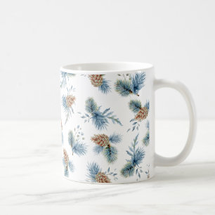 Taza De Café Pino y árboles de hoja perenne festivos del