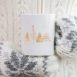 Taza De Café Pinos de invierno dorados