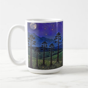 Taza De Café Pinos Silenciosos, Danza Cósmica – Un Paisaje Fore