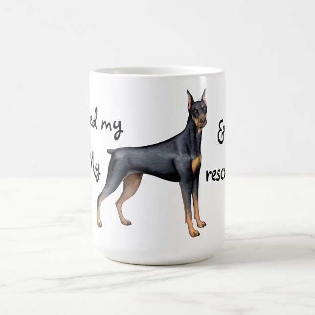 Taza De Café Pinscher del Doberman del rescate (Centro)