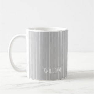 Taza De Café Pinstripes gris claro personalizado
