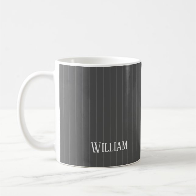 Taza De Café Pinstripes grises personalizadas (Izquierda)
