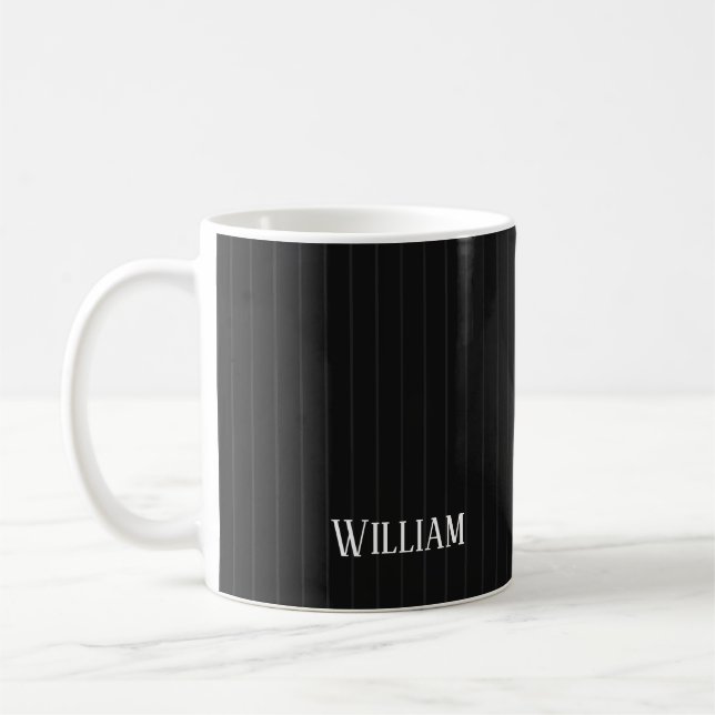 Taza De Café Pinstripes negras personalizadas (Izquierda)