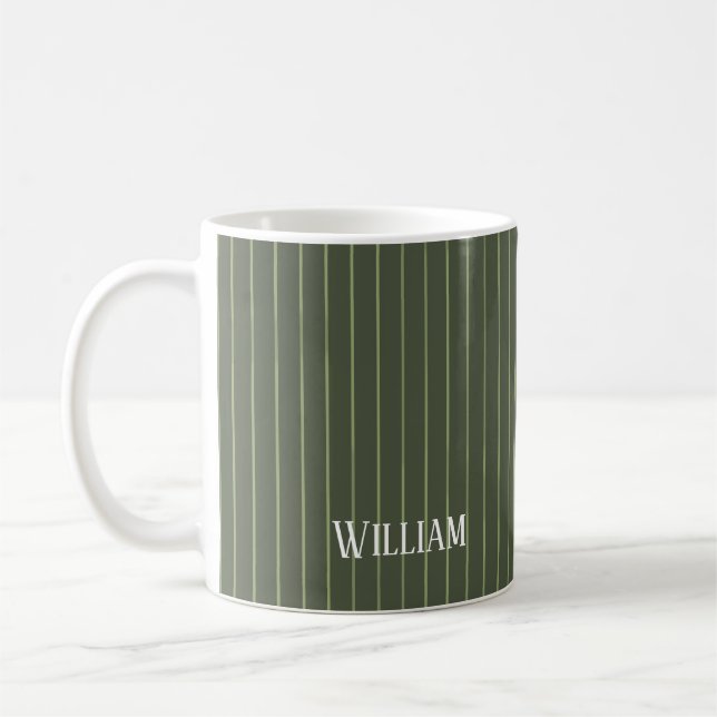 Taza De Café Pinstripes verdes de oliva (Izquierda)