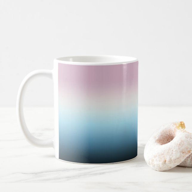 Taza De Café Pinta rosa y azul gradiente negro Rosa Ombre (Con donut)