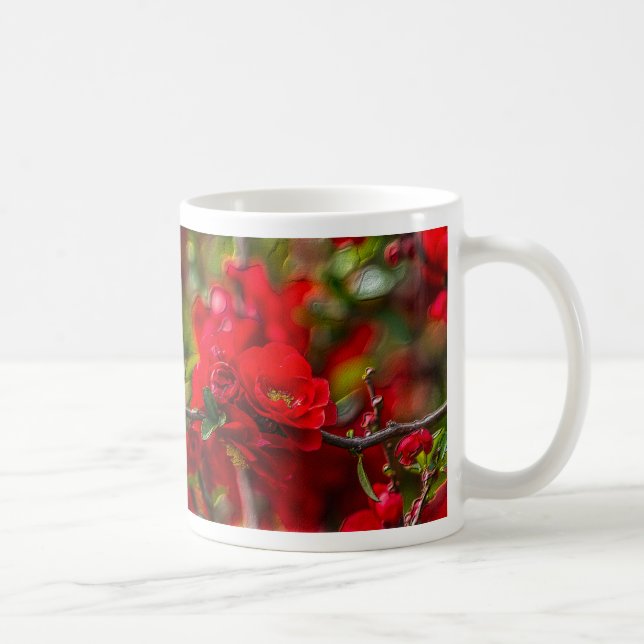 Taza de café pintada de rama de quince (Derecha)