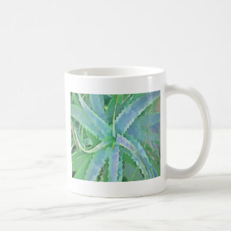 Taza De Café Pintado abstracto de áloe verde gris