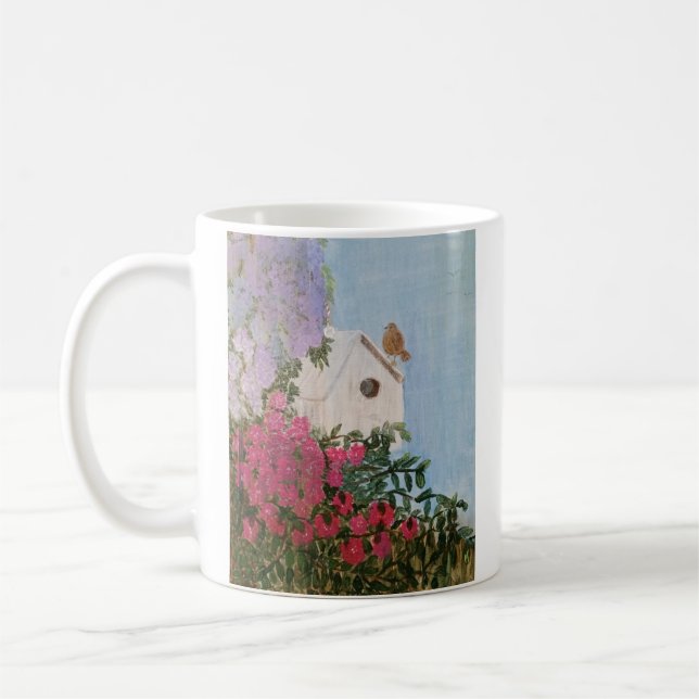 Taza De Café Pintado acrílico de la casa de aves de primavera M (Izquierda)