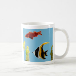 Taza De Café Pintado acuático Angel Fish Blue Sea