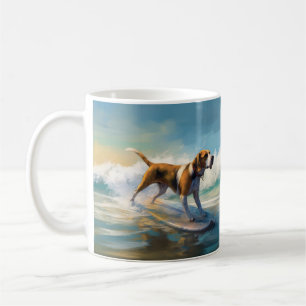 Taza De Café Pintado americano de Surf Engligh Foxhound Beach