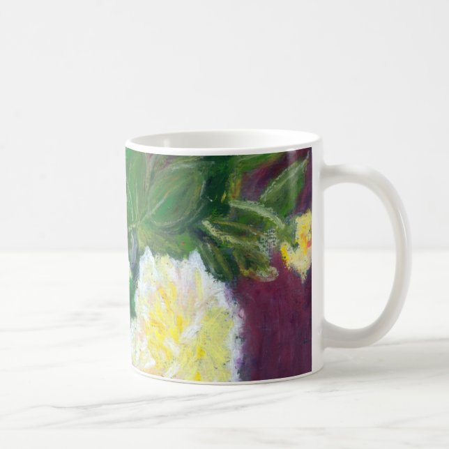 Taza De Café Pintado de bollo de aceite de rosas amarillas (Derecha)