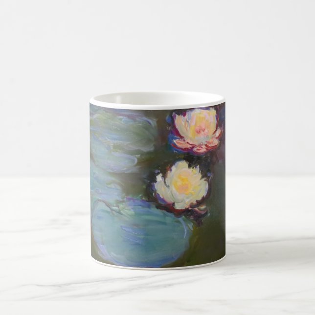 Taza De Café Pintado de naves acuáticas de Monet Water Lily Lil (Centro)